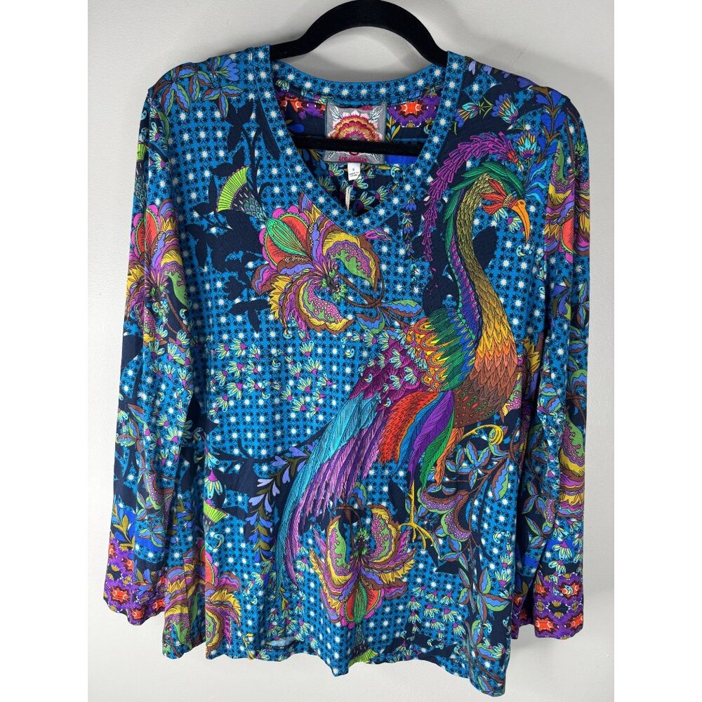Johnny Was Janie Favorite Thalassa Kimono Peacock Shirt Blue Top Size S NWT - Picture 4 of 6